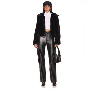 Revolve Superdown Tiana Black Faux Fur Jacket Coat Black. Size XS. NWT Sold out!